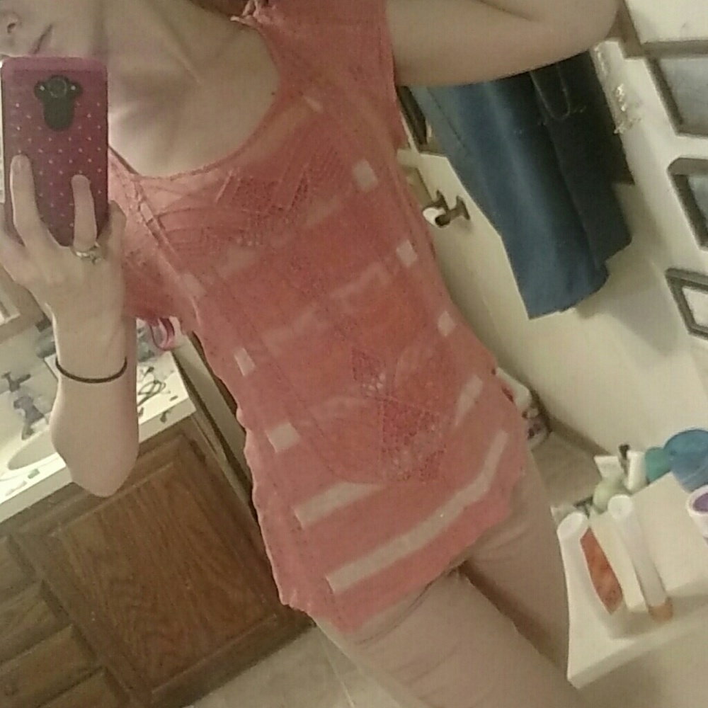 Pink stripe and design blouse t-shirt tee